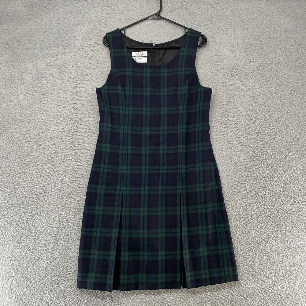 Rafaella Dress Womens 6 Green Plaid Wool Sleeveless Pleated Academia Y2K Preppy